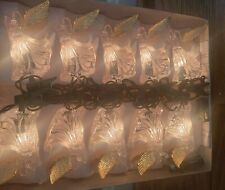 Vintage Holiday Time Set Of 10 String Lights Angels With Gold Wings picture