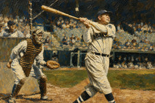 Legendary American Baseball Player Babe Ruth Oil Painting Style Art Print 4x6 picture