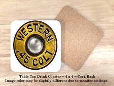 Western .45 Colt Bullet Set of 4 Cork back Drink Coasters picture
