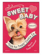 Retro Dogs Refrigerator Magnets - Yorkshire Terrier (Yorkie) Biscuits - Art picture