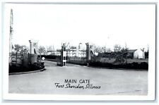 c1930's Main Gate Entrance Fort Sheridan Illinois IL RPPC Photo Vintage Postcard picture