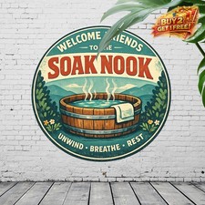 Welcome to the Hot Tub Spa Relaxation Metal Sign 8x8 Round Decor picture