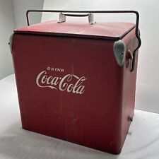 Vintage 1950s  Coca Cola Cooler With Drain  Red  17x19x12 picture