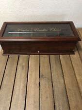 Santa's Cookie Chest JEWELRY BOX CASE Brown Wood Glass Top 23x10x6