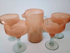Rare Vintage Margarita/Daiquiri Orange Thick Crackled HandBlown Glass picture