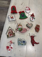 Vintage Handmade Stuffed Plush Felt Ornaments Lot Of 12 picture
