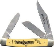 Schrade 8OTYE Old Timer Senior Stockman Pocket Knife, Yellow with Eagle Scene picture