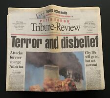 Pittsburgh Tribune-Review Terror and Disbelief September 11th Attacks Newspaper picture