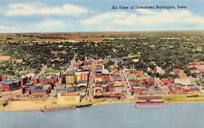 Burlington IA Iowa Mississippi River Crapo Park Harbor Aerial Vtg Postcard C53 picture