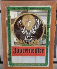 Vintage Jägermeister Framed Bar Mirror Sign Germany Stag Cross Wood Frame picture