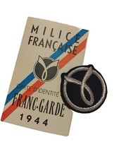 Militia Cinnamon Embroidered Badge + Card of France Guard REPRODUCTION picture