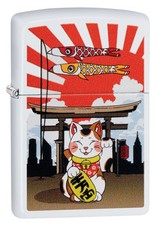 Zippo Lucky Cat Design White Matte Windproof Pocket Lighter, 214-078383 picture
