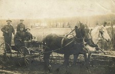RPPC Horse Drawn Wagon, 4 Men & Dog, Rural Scene, Velox Postcard c1910s picture