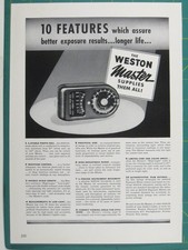 Print Ad 1950s Weston Master Light Meter Exposure Camera Photo Vintage 1941 picture