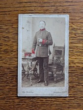 HAND TINTED Imperial German Soldier 1880s CDV Portrait Photo Stralsund Germany picture