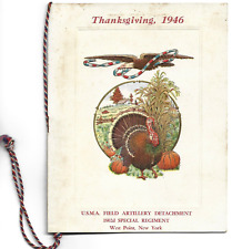 1946 WEST POINT Thanksgiving Day MENU USMA Field Artillery 1802d Special Reg. picture