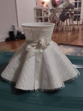 Vintage Molded Plastic Lace Covered, LAMPSHADE Ruffled MCM White Clip On picture