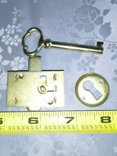 Brass Mortise Cabinet Lock w/ Skeleton Key  picture