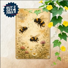 Bumblebee Vintage Honey Advert Sign Metal Tin Sign Garden Wall Decor Plaque picture