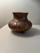 Vintage Santa Clara del Cobre Hammered Copper Lobed Pumpkin Vase with Feet picture