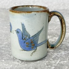 VTG Ken Edwards Pottery El Palomar Mexico Tonala Blue Bird 8oz Coffee Mugs picture