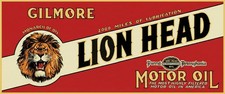 Vintage Gilmore Lion Head Motor Oil banner for Man cave, garage art picture