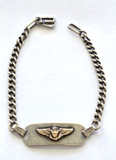 WW2,Vintage LGB Sterling Silver Gold Filled Naval Aviator Sweetheart Bracelet picture