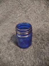 Vintage Cobalt Blue Glass Jar, Triangle Marks On Bottom, 2.5'' Tall picture