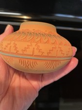 Navajo Artisan Signed Terry Smith Small Vase Etched 2