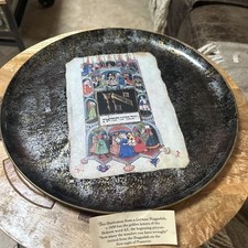 LEONA FEIN Serving PLATE JUDAICA COLLECTIBLE Signed German Haggadah C.1430 Round picture