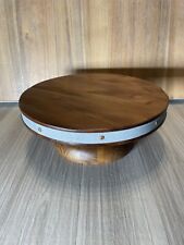 Vintage Europe 2 You Wooden Cake Plate / Stand with Tin Band Edge picture