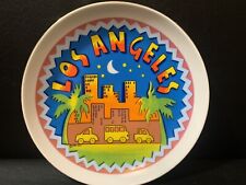 1990 Los Ángeles Decorative Plate Retro Neon Colors City Scape 7x7 90’s Dish picture