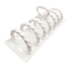 Vintage White Ceramic Toast Rack Or Organizer Holder Twisted Loops England picture