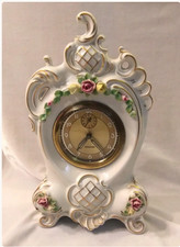 VINTAGE COLLECTABLE-Vintage Dresden Mercedes Porcelain Shelf Mantle Clock picture