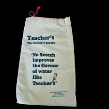 Vtg Teachers Golfers Scotch Corduroy Drawstring Bag Bottle Sleeve Golf Promo 60s picture
