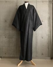 EM011 :Vintage Japanese Men's Kimono. Silk. Tsumugi. Length 142cm/55.8