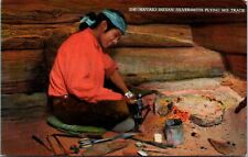 Postcard Navajo Indian Silversmith Plying His Trade picture