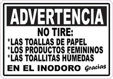 5in x 3.5in No Tire En El Inodoro Vinyl Sticker Business Restroom Sign Decal picture