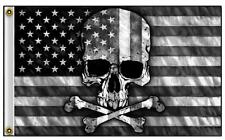 BUY 1 GET 1 FREE BLACK & WHITE USA SKULL CROSS BONES  3X5  BIKER FLAG #775 NEW picture