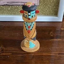 Zuni Corn Dancer Wood Sculpture 6” picture