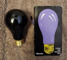 VTG Blacklite Black Light Bulb in Original Box 75 Watt 120V Tested Works Spencer picture