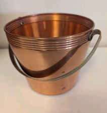 Antique Solid Copper Ice Bucket with Brass Handle WB signed Metal Copper Pail picture