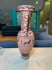 Greek Terracotta Vase Geometric Amphora Protoattic Analatos Repro Hand Painted picture