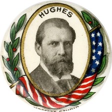 Original 1916 Charles E. Hughes Flag & Laurel Portrait Button picture