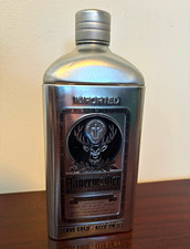 Jagermeister Silver/Black Bottle-Shaped Metal Tin w/ Screw Cap picture