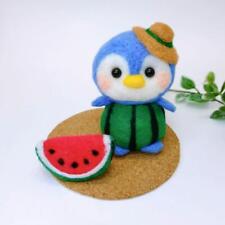 Watermelon Penguin Blue Wool Felt Summer Decoration Figurine Interior picture
