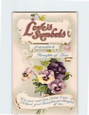 Postcard Love's Symbols Pansies Flower Art Print Embossed Card picture