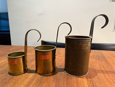Vintage Bates Bros Brass Imperial Measure Set - 1/2, 1 & 2 Pint England picture