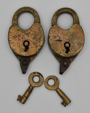 Antique J.H.W. Climax Newark NJ Brass Padlock Lot #48 w/ 2 Working Keys picture