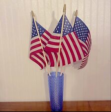 12 - 8” X12” American Flags w/ 24” Sticks,  Handheld US Flags Stick Made In USA picture